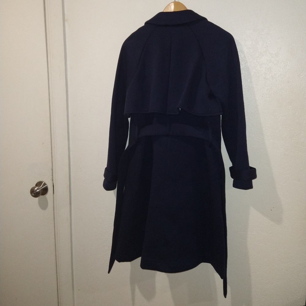 ANTHRO' TRACY REESE Blue Neoprene Trench Coat Jacket - Picture 8 of 8